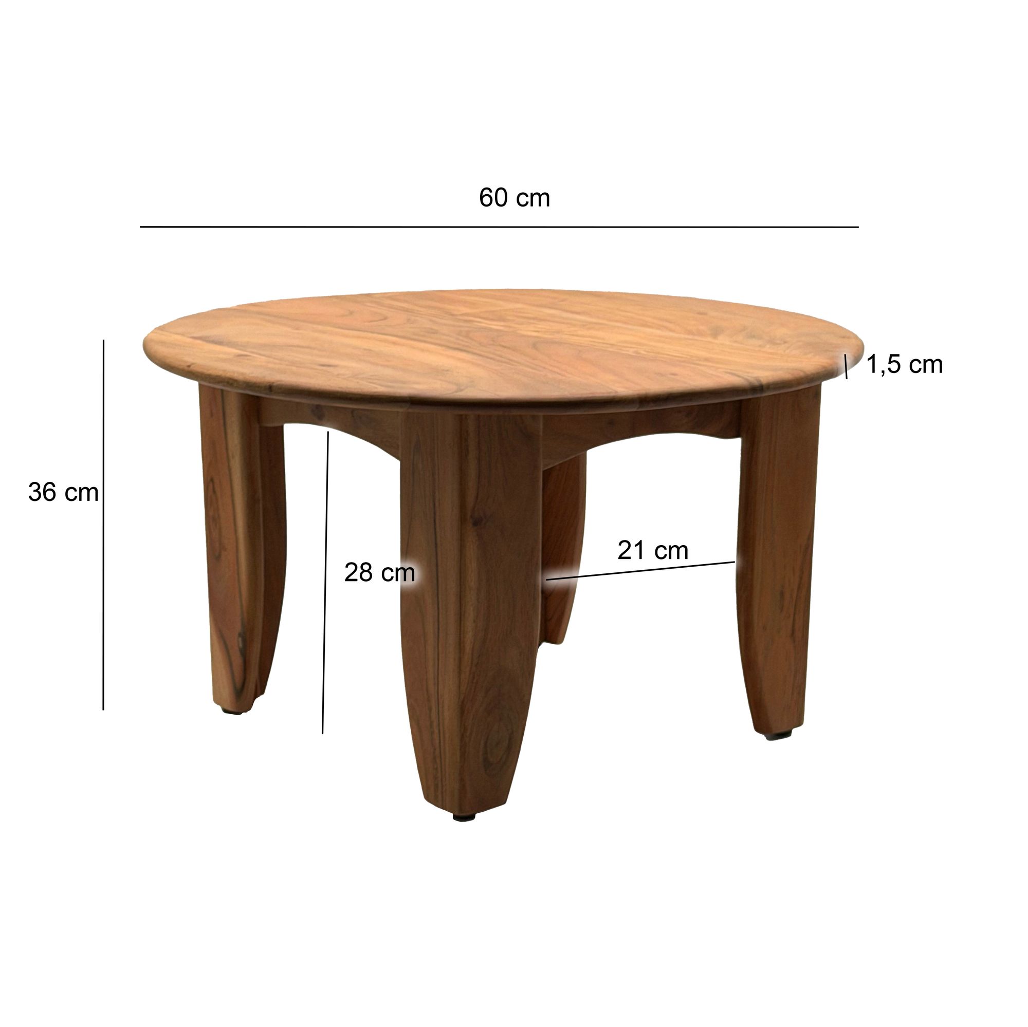 Couchtisch Stadlandet Massivholz Akazie Ø 60 × H 36 cm