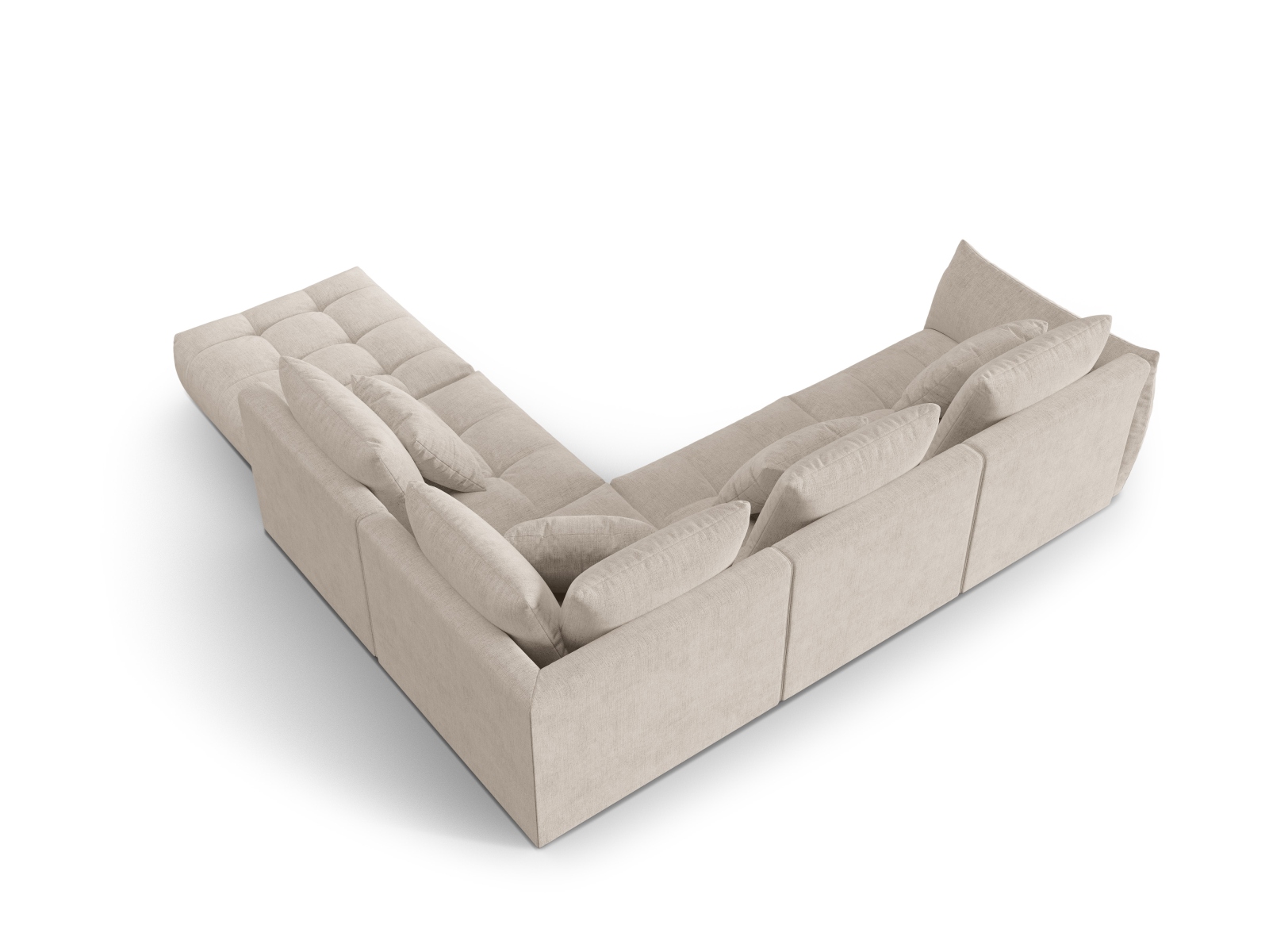 Micadoni Ecksofa Bloom 5-Sitzer Rechts Strukturierter Stoff Dunkelbeige