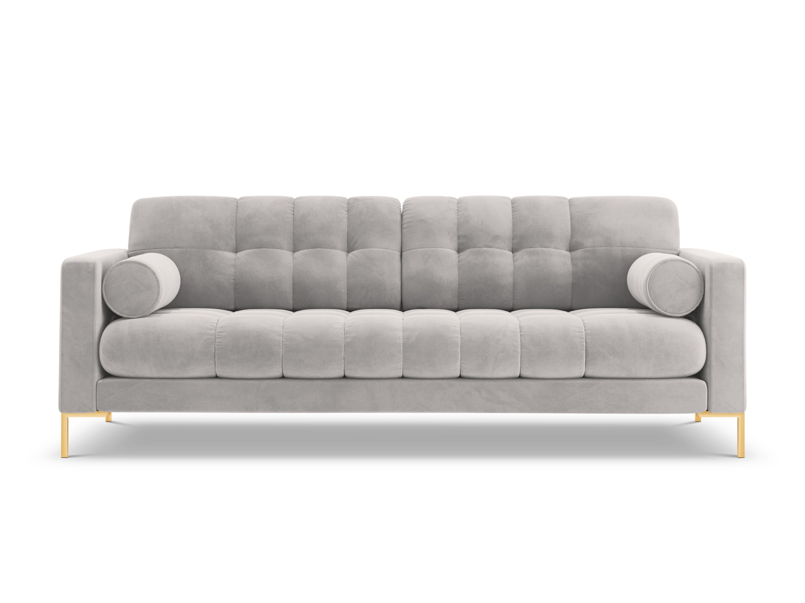 Cosmopolitan Design Sofa Bali 4-Sitzer Samt Bluvel Silber Beine Gold