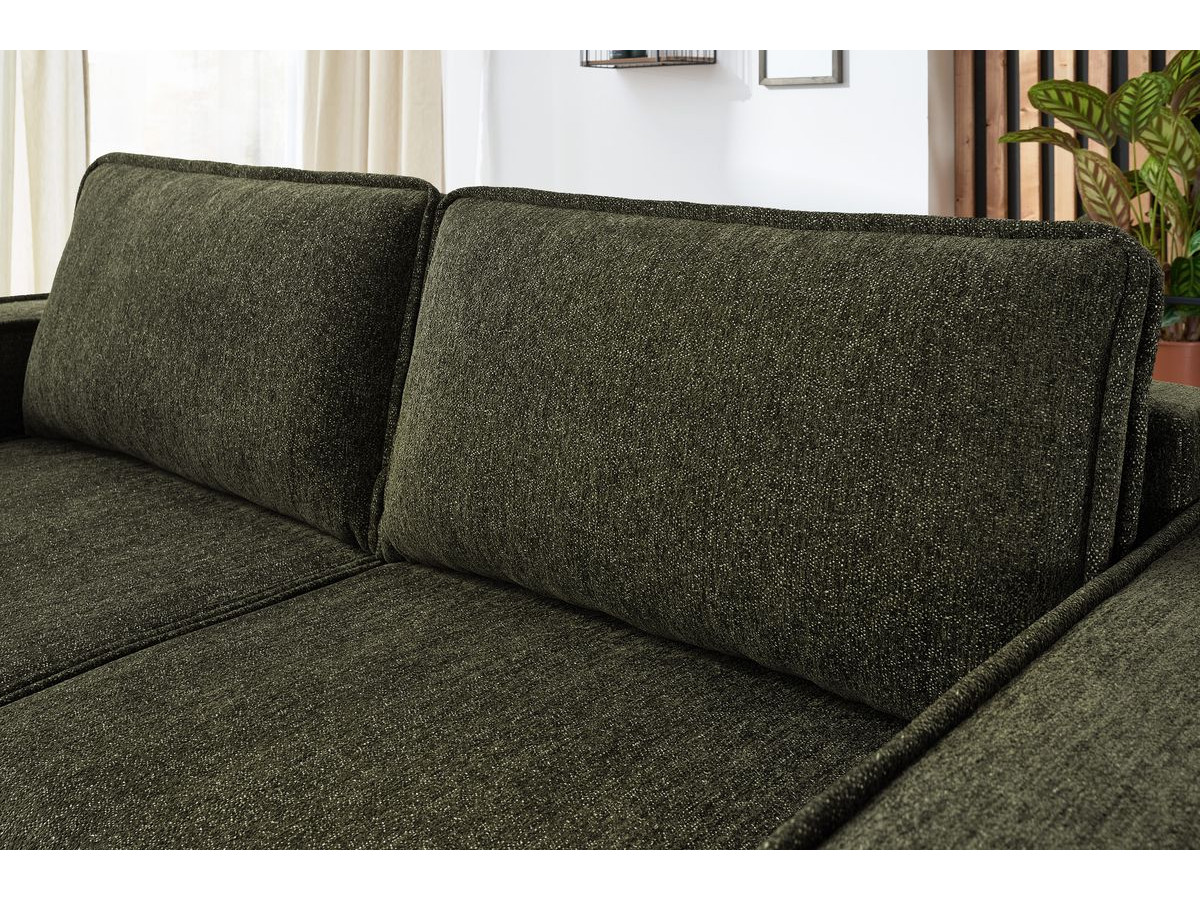 Bobochic Emile Schlafsofa 3-Sitzer mit Bettkasten Melange-Stoff Grün