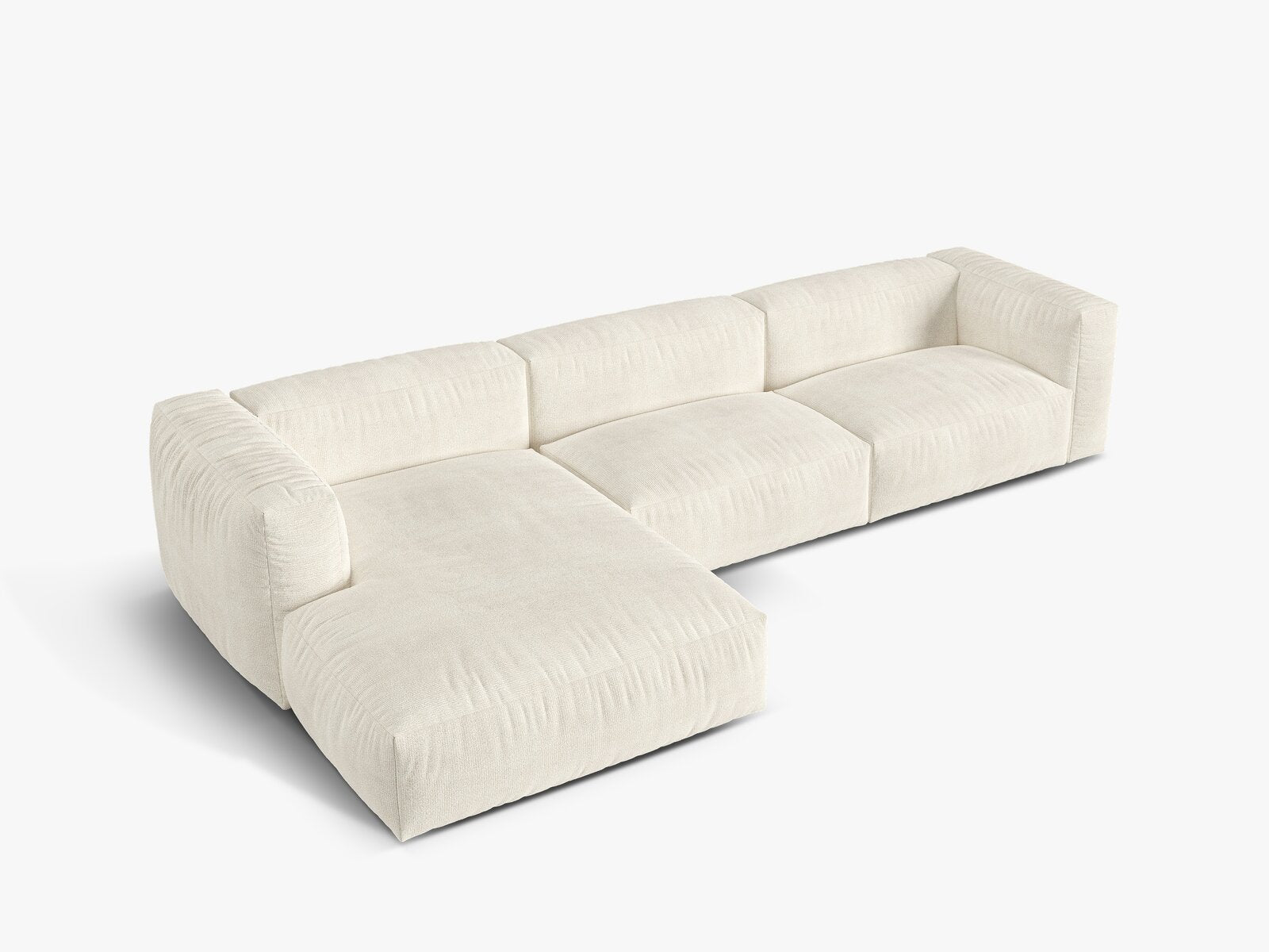 Micadoni Ecksofa Martina 3-Sitzer Links Boucle Monet Elfenbein