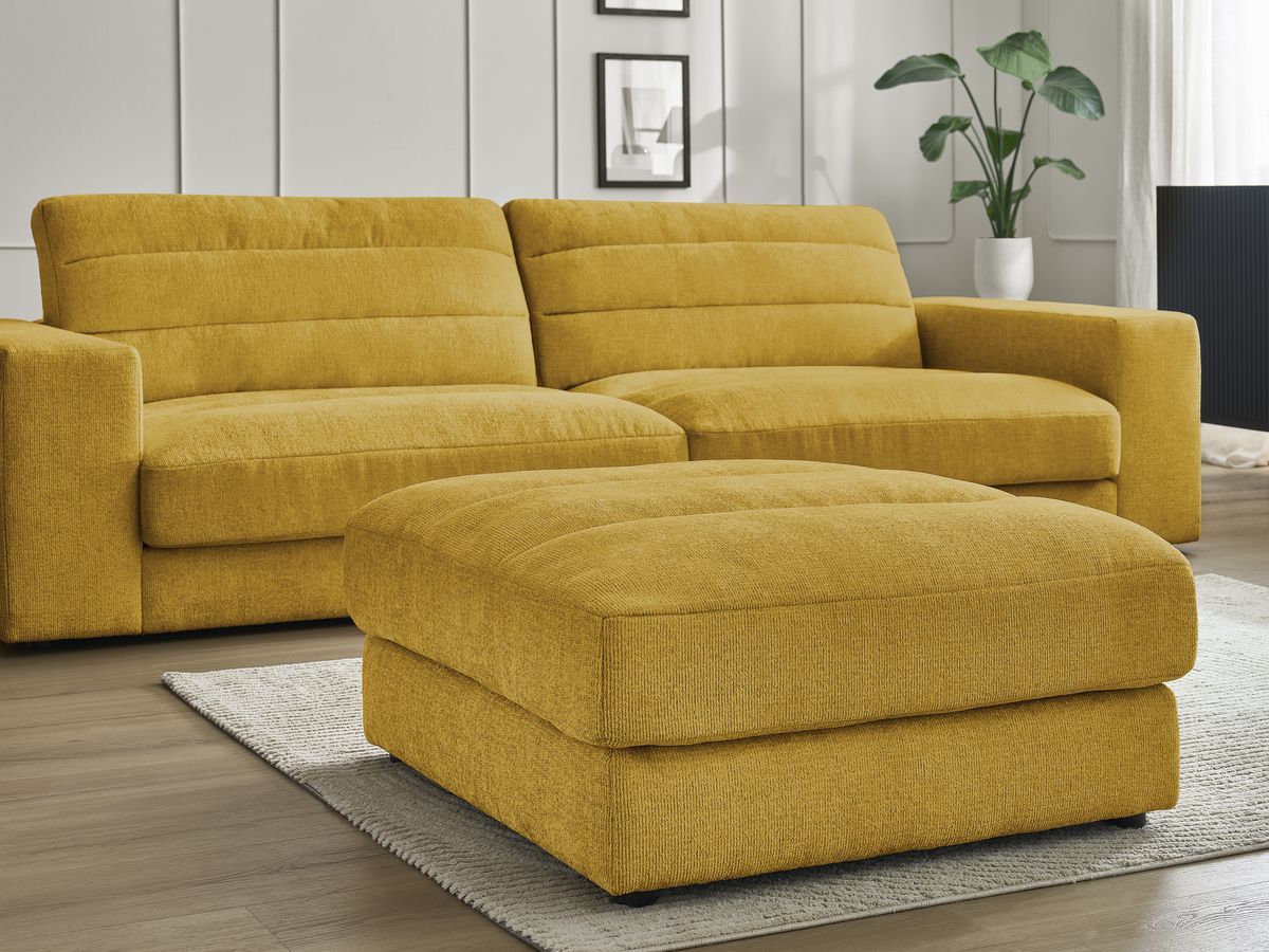 Bobochic Sierra Sofa 4-Sitzer mit Pouf Strukturstoff Gelb