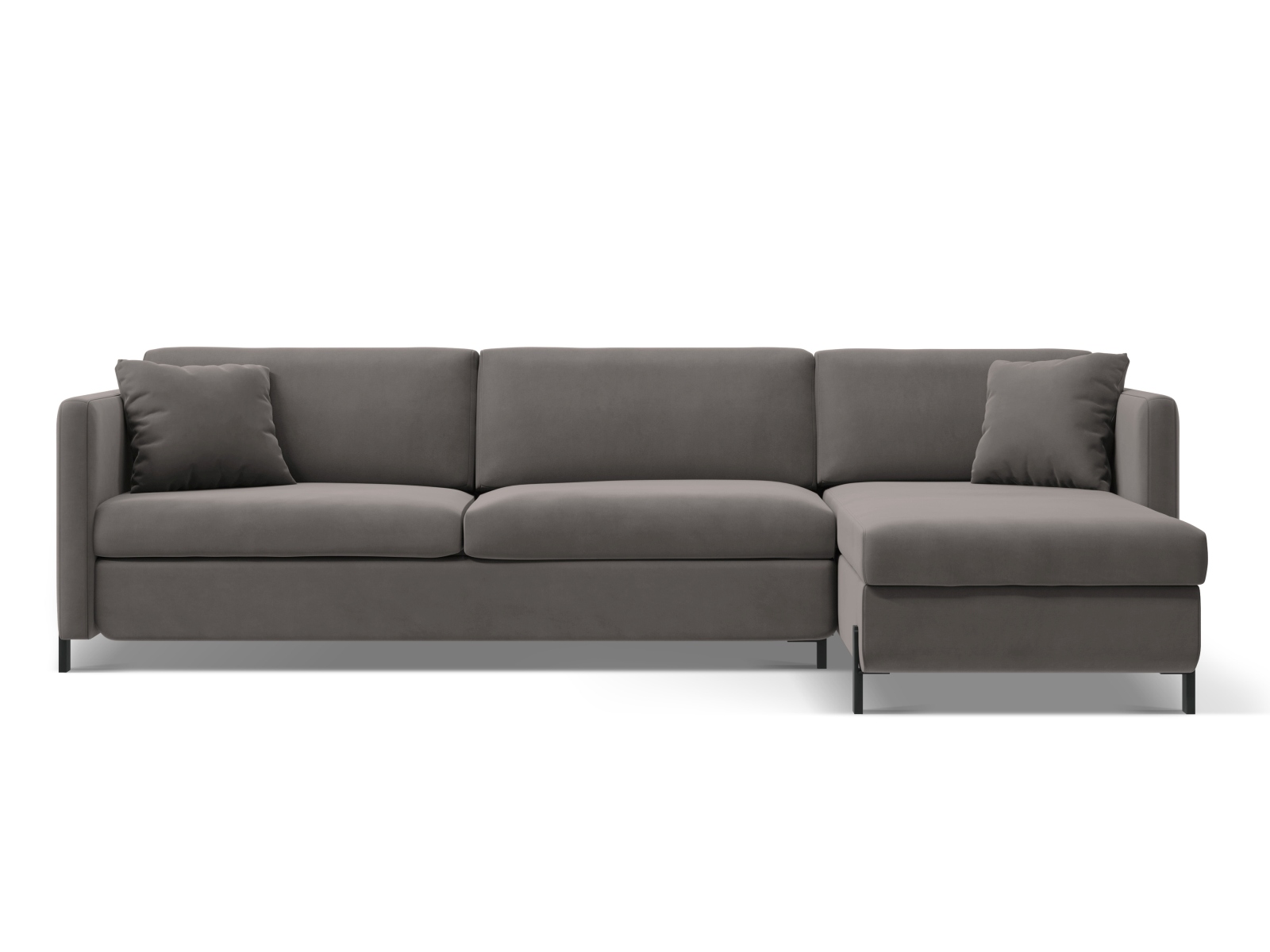 Micadoni Schlaf-Ecksofa Gloria 5-Sitzer Rechts Samt Grau 205x160