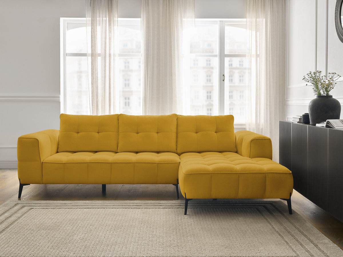 Bobochic Anis Ecksofa Strukturstoff Gelb Ecke rechts