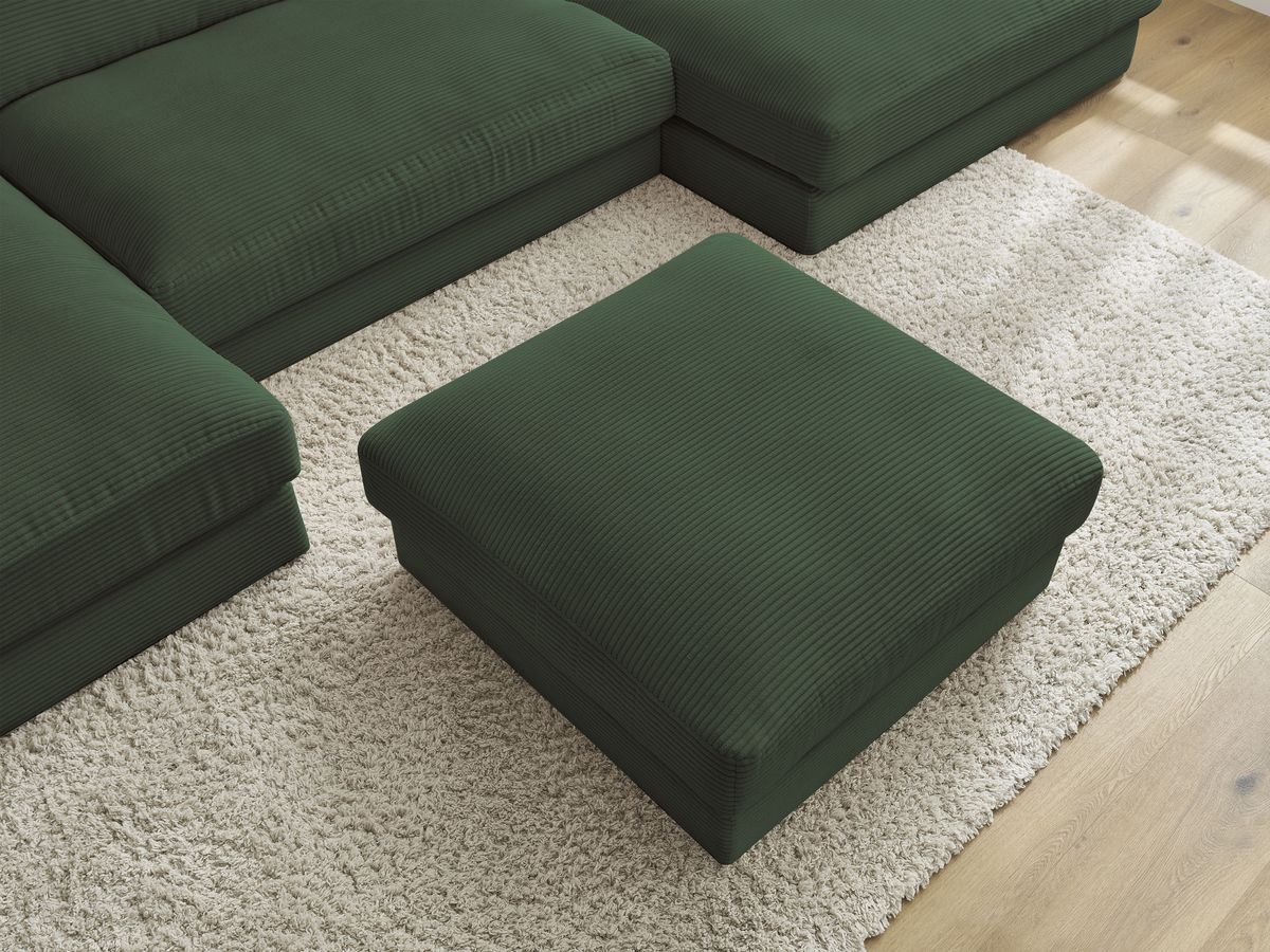Bobochic Leonard Wohnlandschaft mit Pouf 404 × 159 cm Cordsamt Dunkelgrün