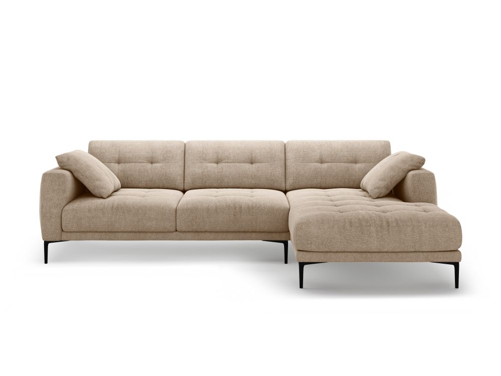 Cosmopolitan Design Ecksofa Lazio 3-Sitzer Strukturierter Stoff Sorella Sand Rechts