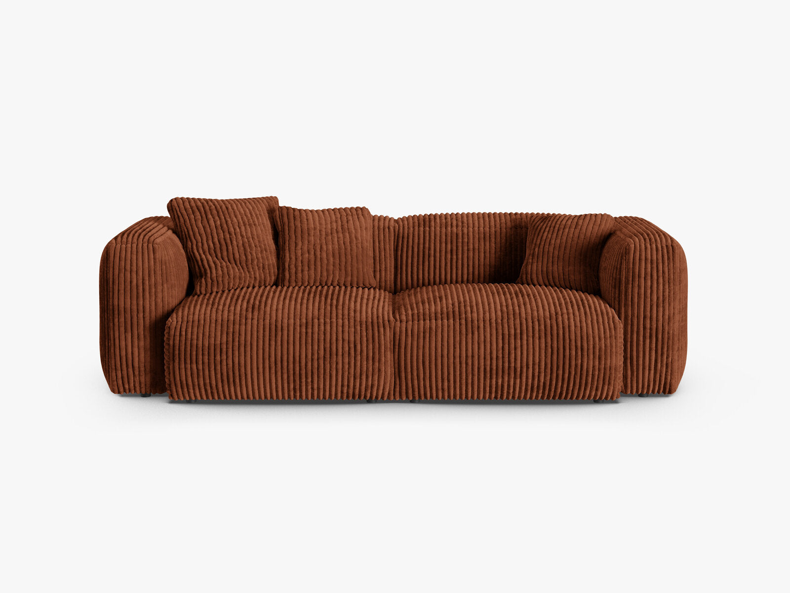 Micadoni Sofa Martina 3-Sitzer 90cm Sitztiefe Kord Tilia Ziegel