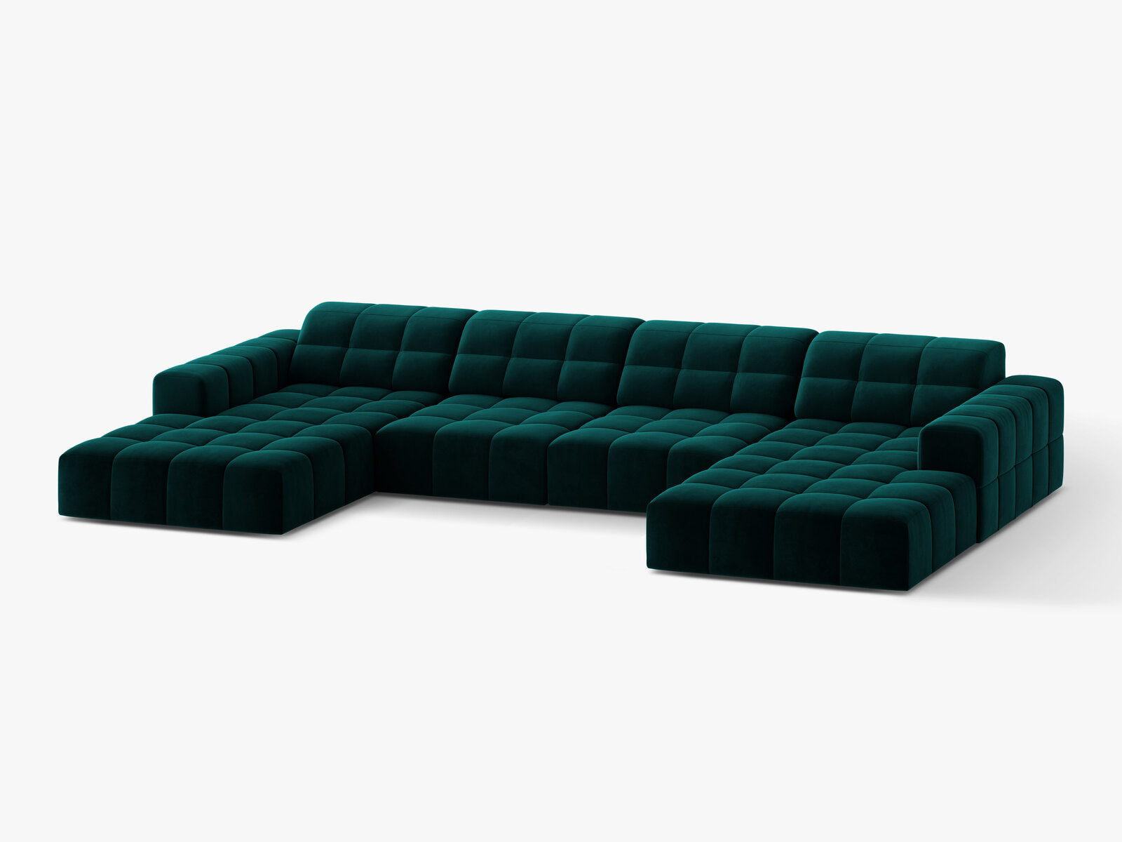 Micadoni Panorama Sofa Jennifer 6-Sitzer Samt Venus Dunkel Petrol