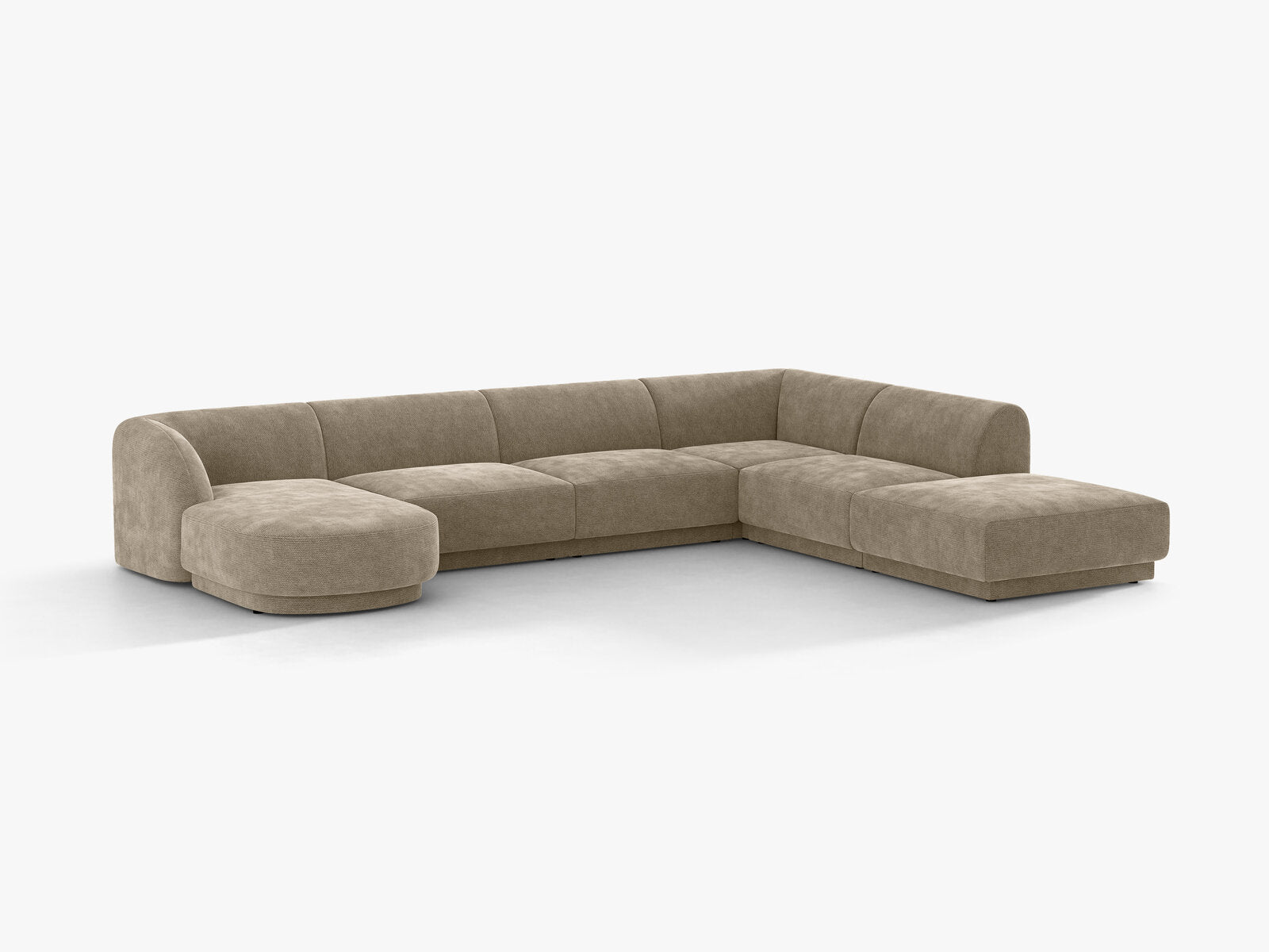 Micadoni Panorama-Ecksofa Miley 6-Sitzer Rechts Chenille Haga Beige