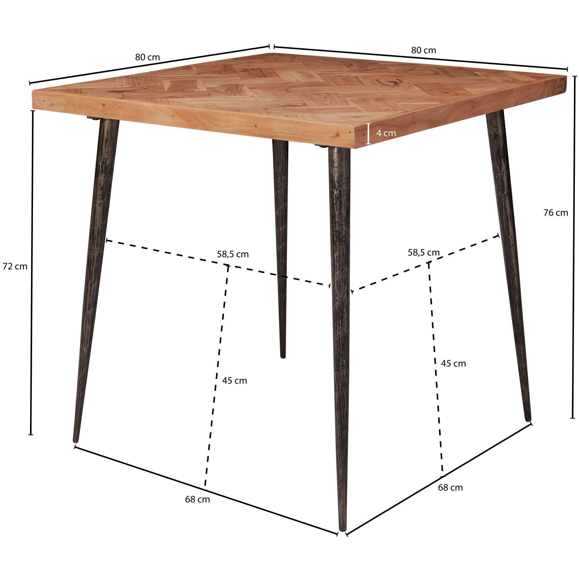 Esstisch Diernaes Akazie Massivholz 80 × 80 × 76 cm