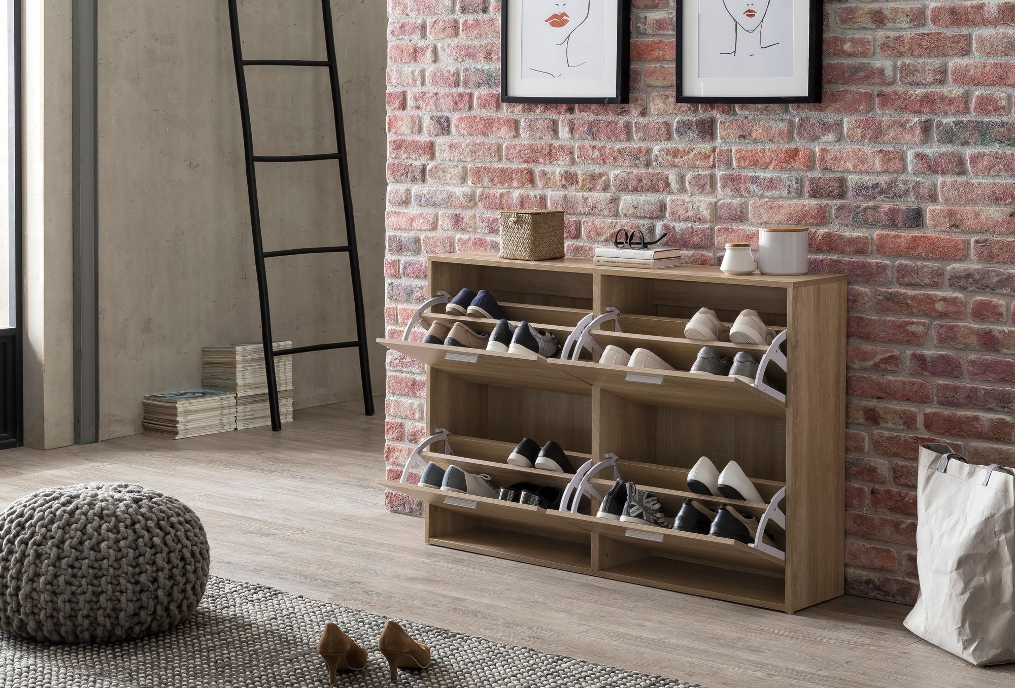 Schuhschrank Volda Sonoma 120 × 24 × 81 cm