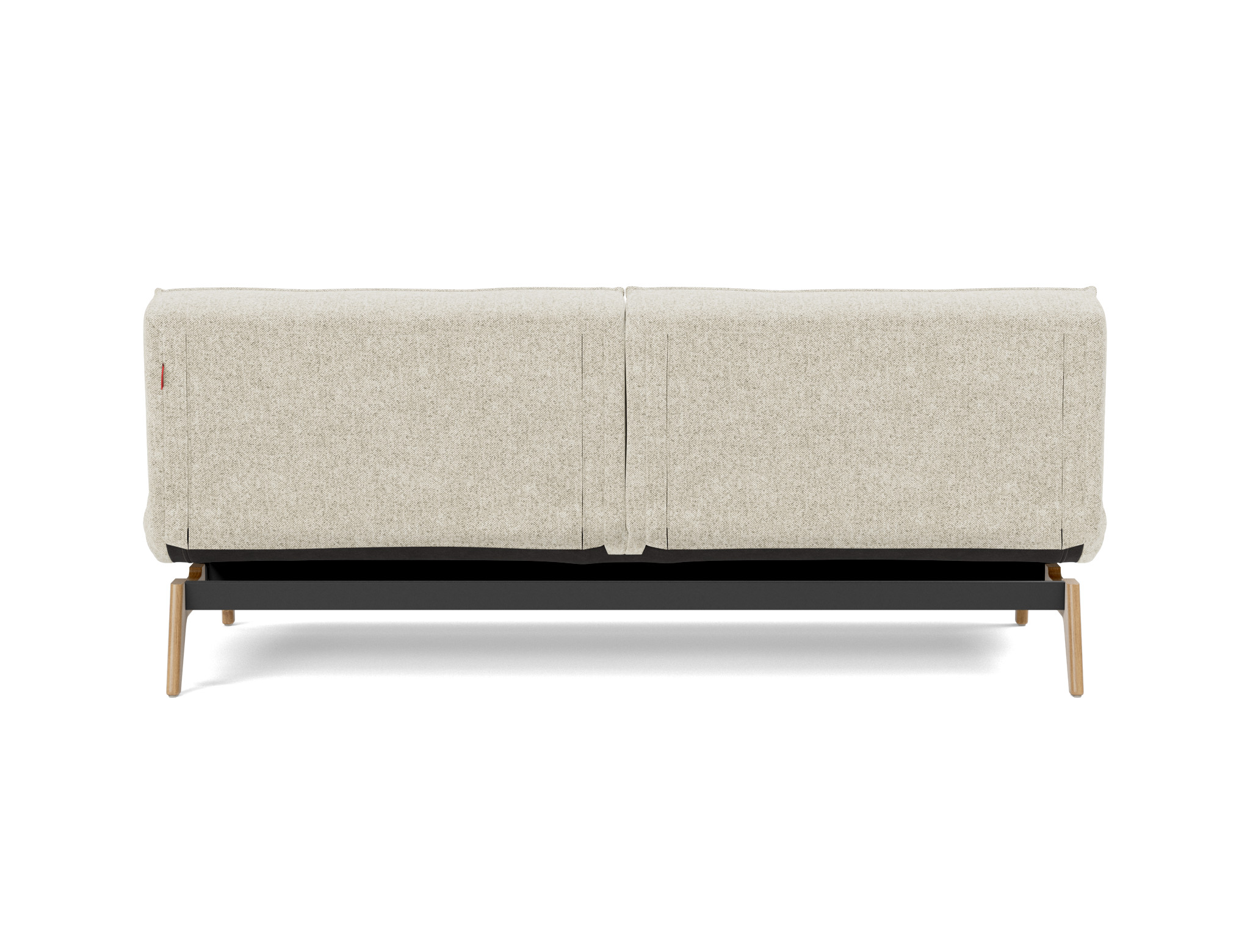 Schlafsofa Splitback Strukturierter Stoff Taura 357-Off-White Beine Eiche
