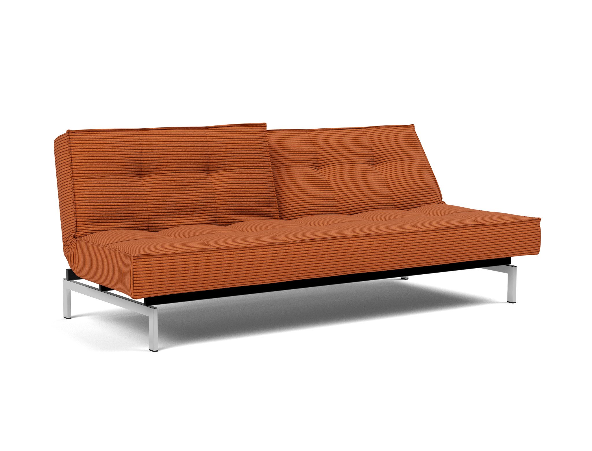 Schlafsofa Splitback Kord Corduroy 595-Burnt-Orange Beine Chrom