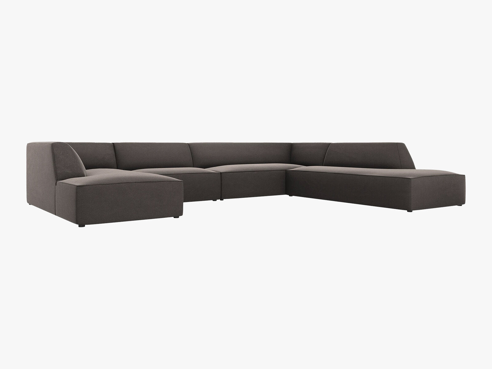 Micadoni Panorama-Ecksofa Ruby 7-Sitzer Rechts Samt Salvador Dunkelgrau