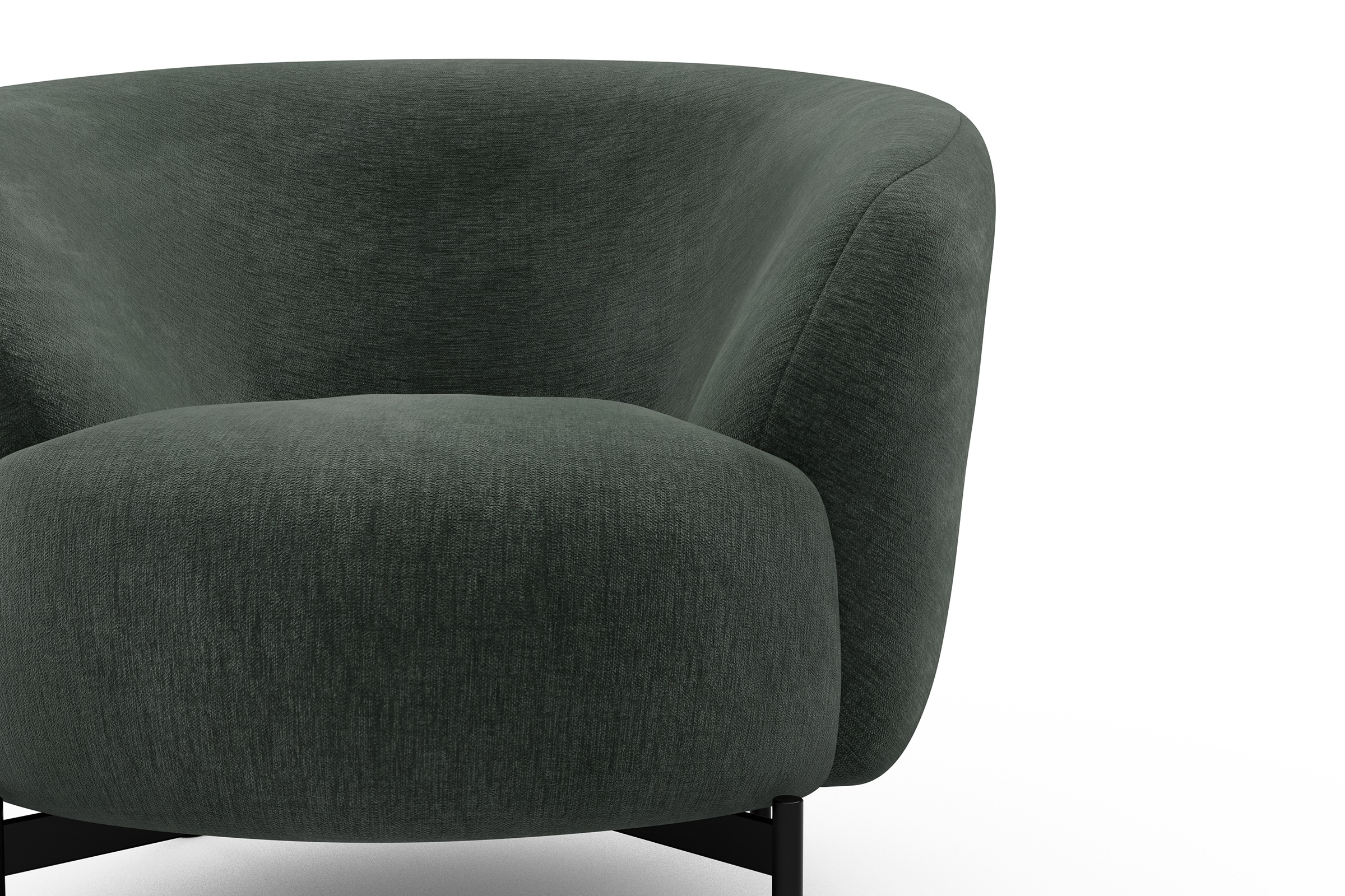 Sessel Ronda X-Metallgestell Schwarz Smooth-Laurel-Green