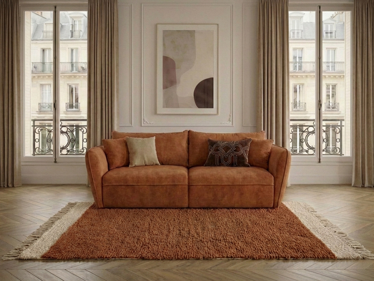 Bobochic Luigi Sofa 3-Sitzer Strukturstoff Orange