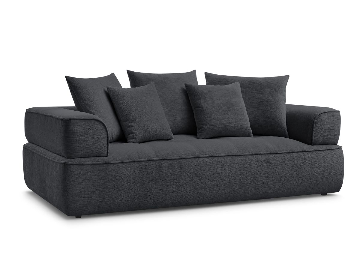 Bobochic Whesley Sofa 3-Sitzer Stoff Dunkelgrau