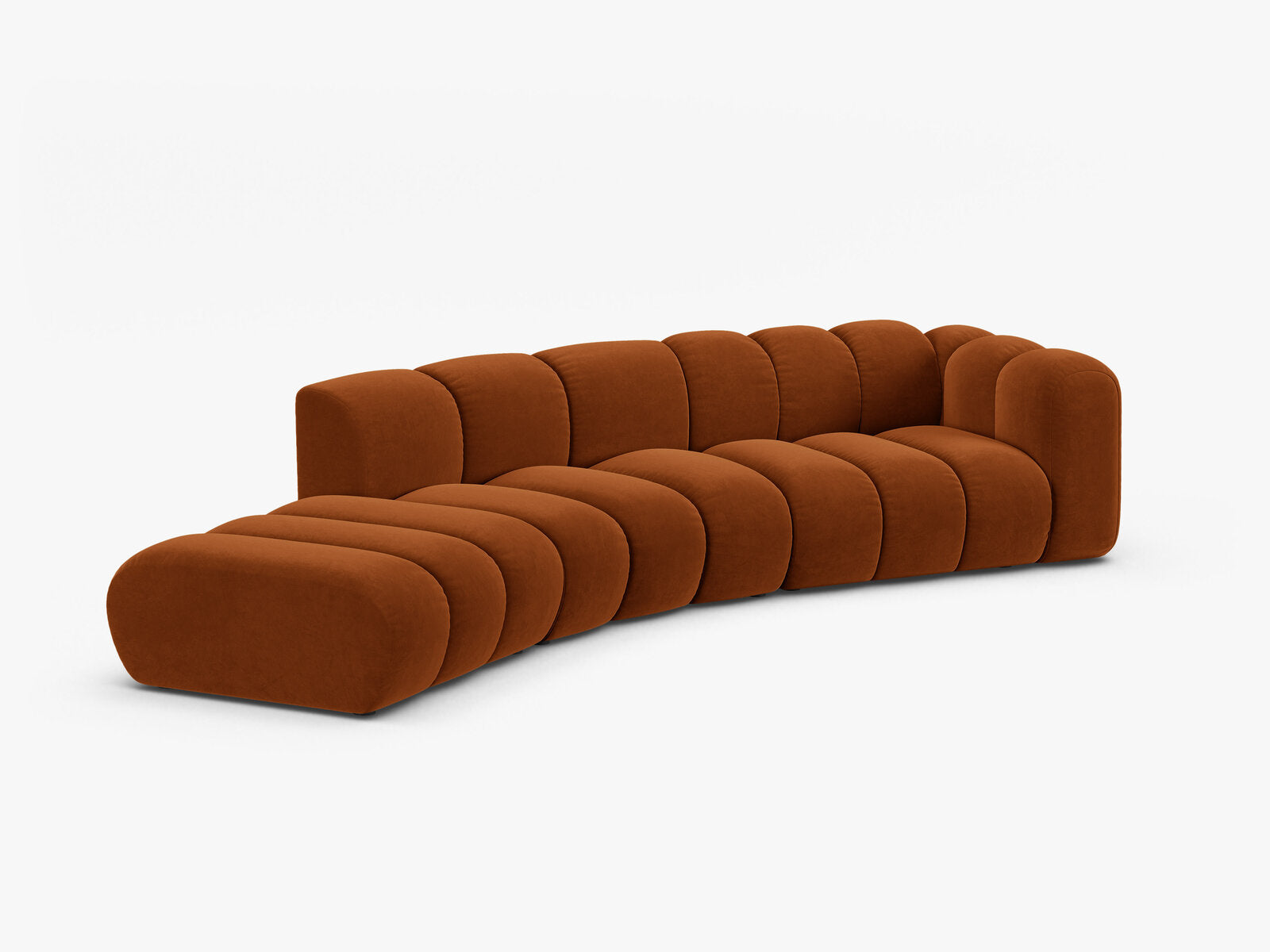 Micadoni Modulares Sofa Lupine 5-Sitzer Links Samt Salvador Terrakotta