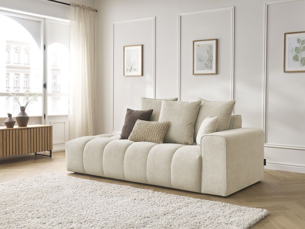Bobochic Mont-blanc Sofa 4-Sitzer Samt Beige Armlehne rechts