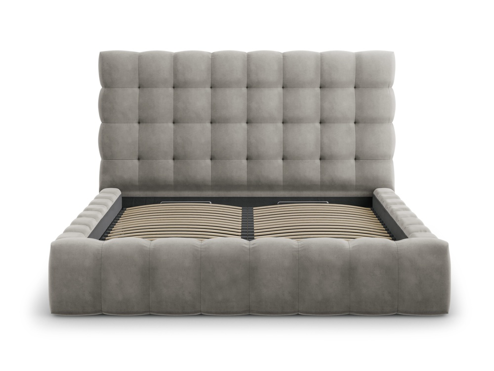 Cosmopolitan Design Stauraumbett mit Kopfteil Bali 200x200 Samt Bluvel Hellgrau