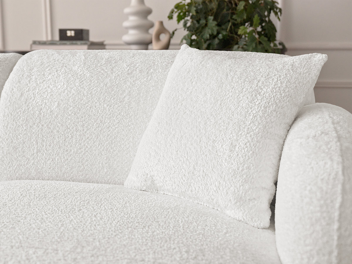 Bobochic Anda Wohnlandschaft mit Pouf 373 × 289 cm Chenille Weiß Ecke links