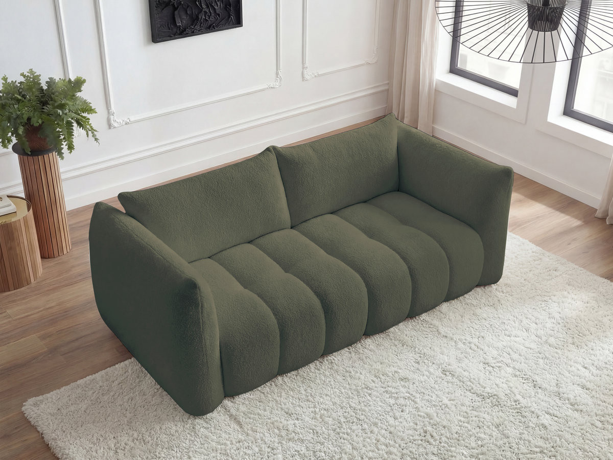 Bobochic Azra Sofa 3-Sitzer Bouclé-Stoff Grün