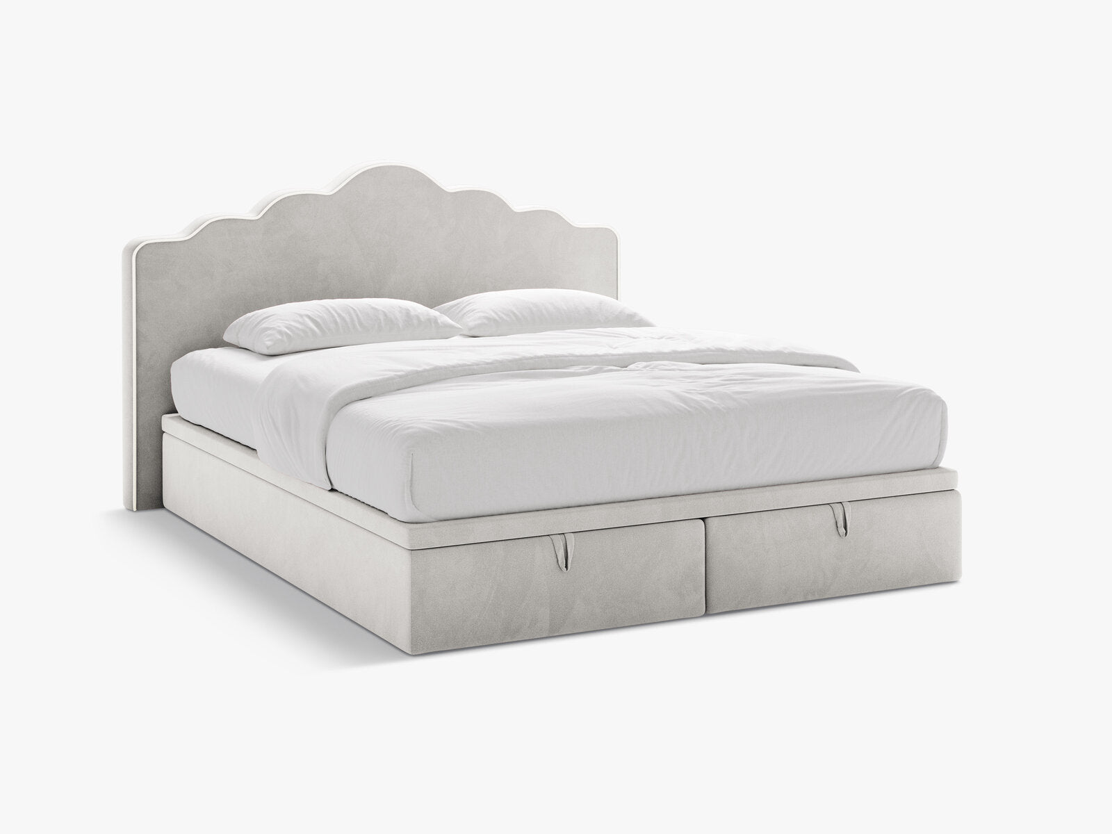 Micadoni Dream Boxspringbett mit Bettkasten und Kopfteil Samt Magic Velvet Elfenbein / Hellgrau 140x200