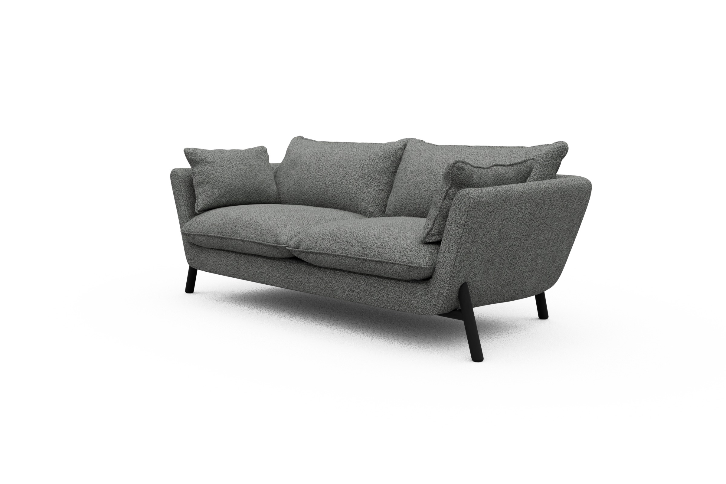 Sofa Emil PREMIUM 2-Sitzer Beinfarbe Eiche Schwarz Vanora-Warm-Grey