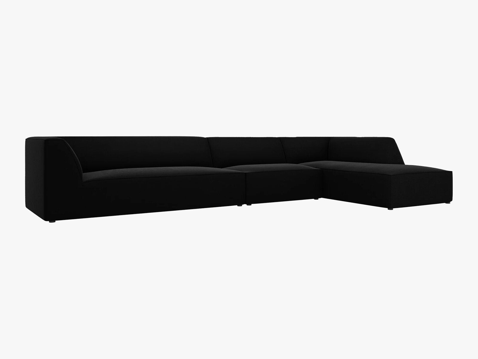 Micadoni Ecksofa Ruby 5-Sitzer Rechts Samt Salvador Schwarz