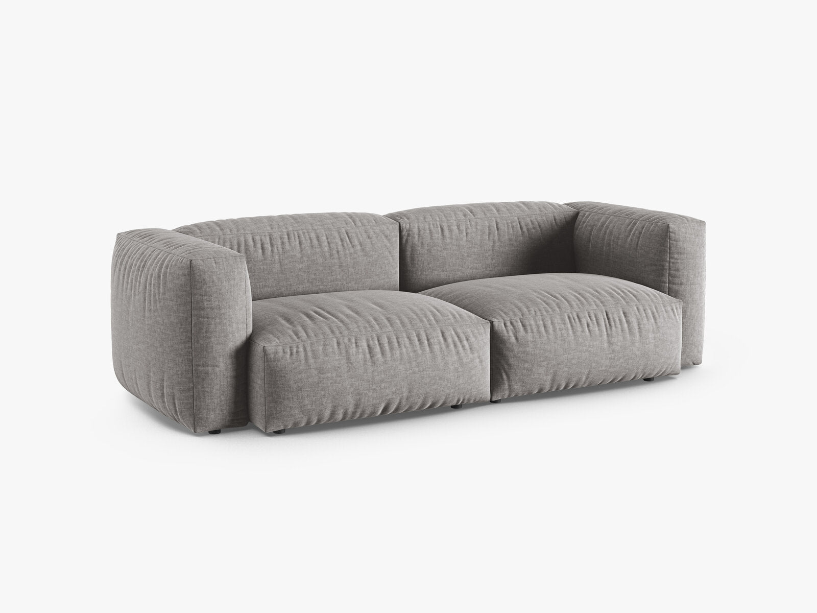 Micadoni Sofa Martina 3-Sitzer 90cm Sitztiefe Strukturierter Stoff Boston Hellgrau