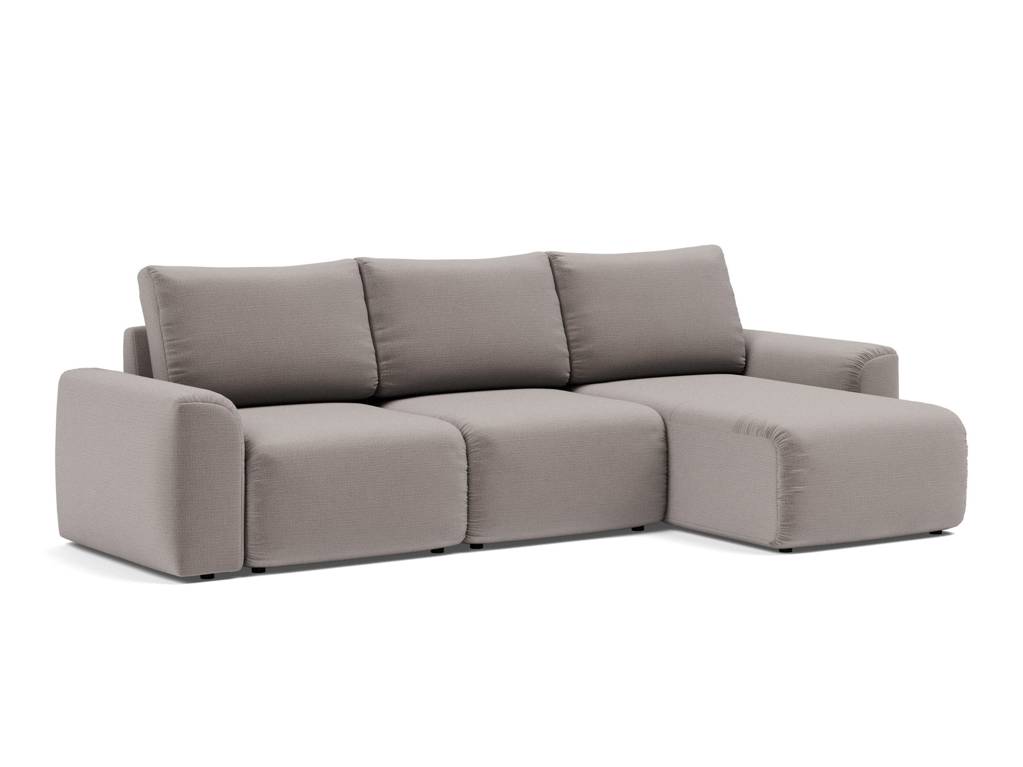 Schlafsofa Norum mit Chaiselongue und Chunky-Armlehnen Chenille Esina 418-Truffle