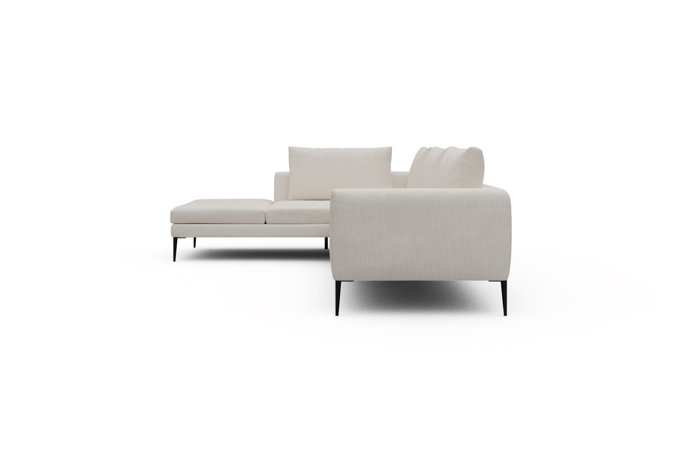 Ecksofa Paul Relax-Ecke rechts mit 3-Sitzer Corduroy-Ivory