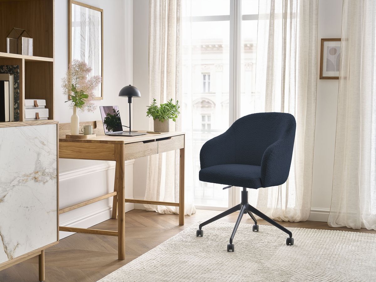 Bobochic Sophie Bürostuhl Bouclé-Stoff Dunkelblau