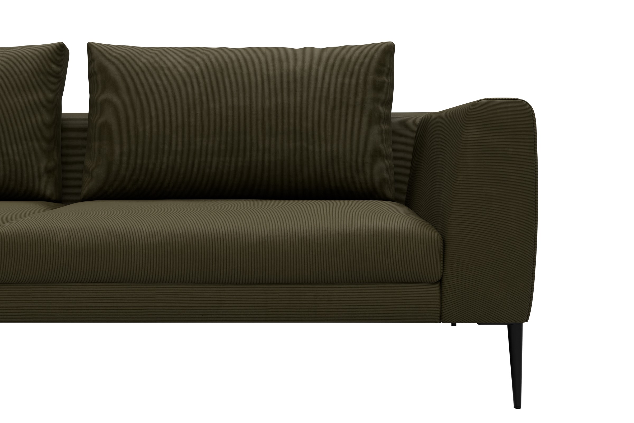 Ecksofa Paul Relax-Ecke links mit 2-Sitzer Cordufine-Pine-Green