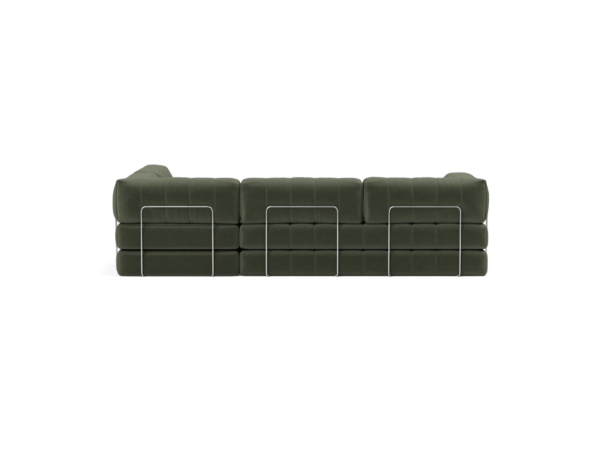 Eck-Schlafsofa CozyPad L-Form mit Armlehne Chenille Esina 413-Olive-Green