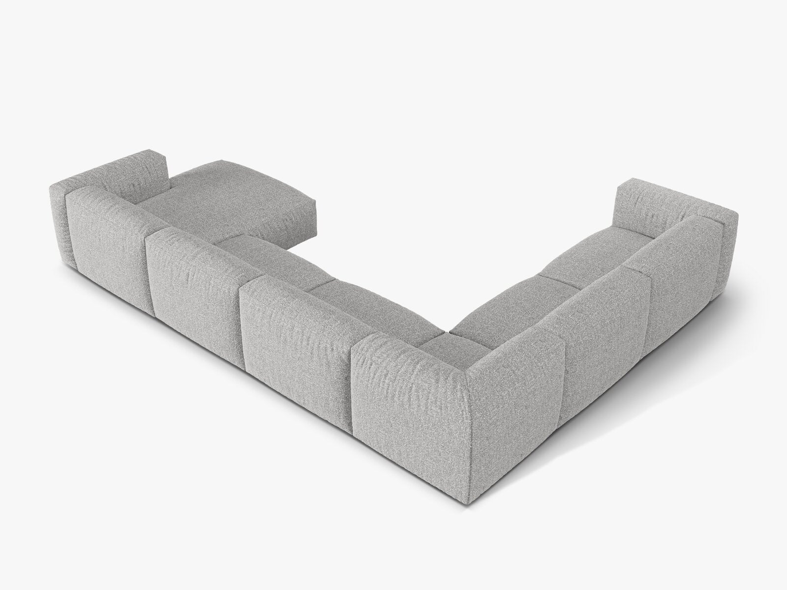 Micadoni modulares Ecksofa XL Martina 6-Sitzer Links Boucle Monet Silber