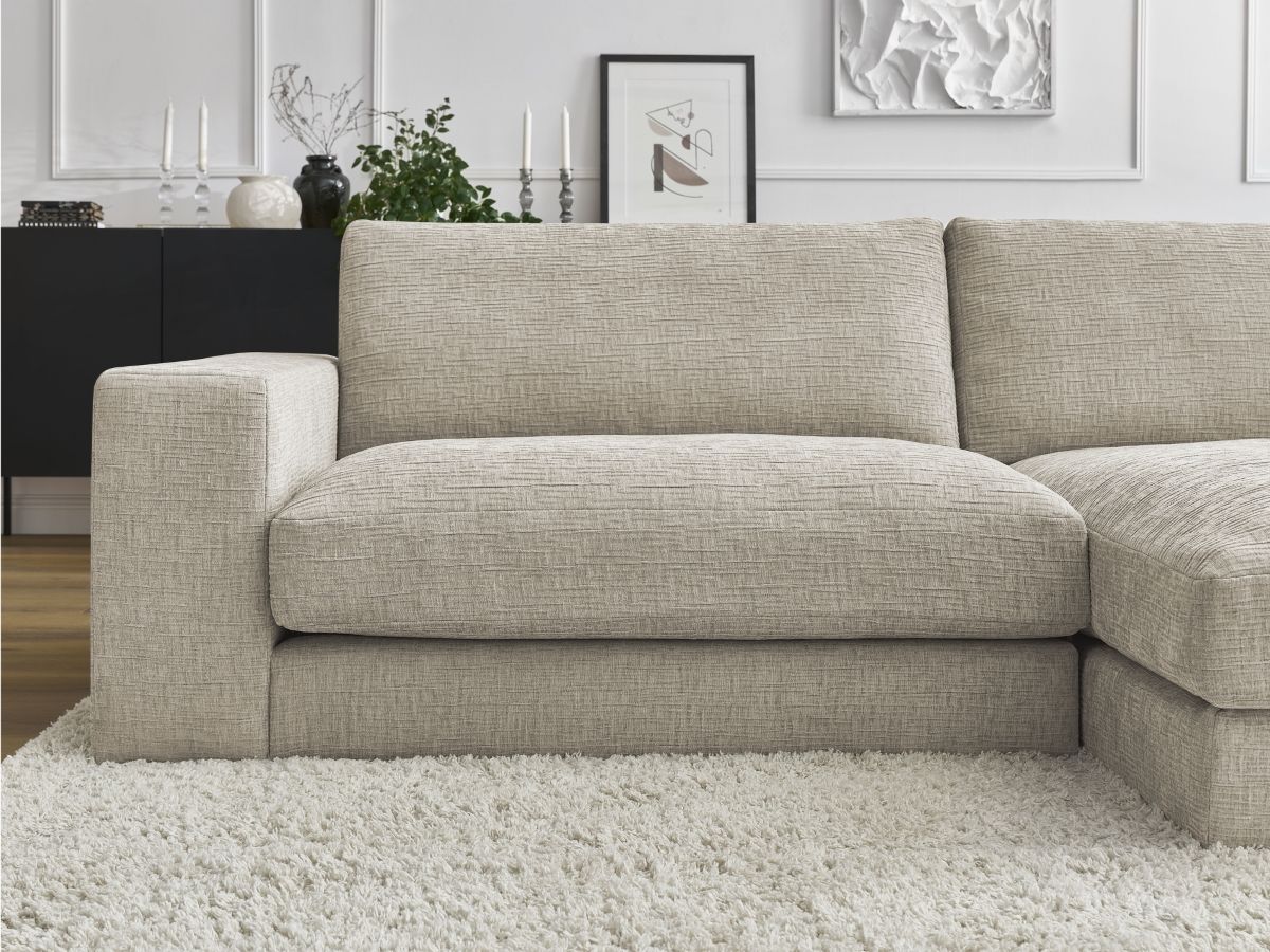 Bobochic Leonard Ecksofa 234 × 159 cm Strukturstoff Beige Ecke rechts