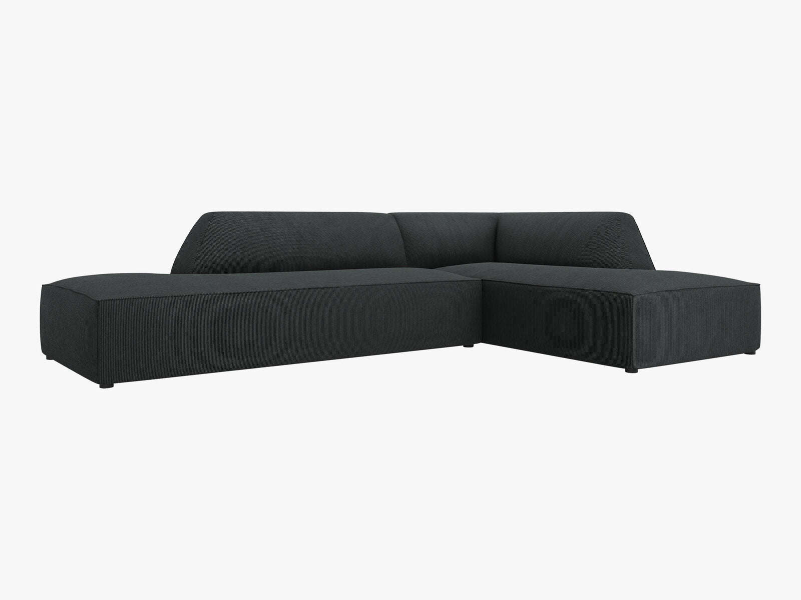 Micadoni Ecksofa Ruby 4-Sitzer Rechts Kord Scala Schwarz