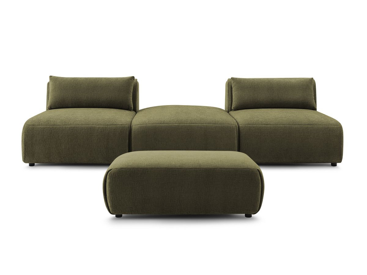 Bobochic Jeanne Sofa 4-Sitzer mit Pouf Strukturstoff Grün