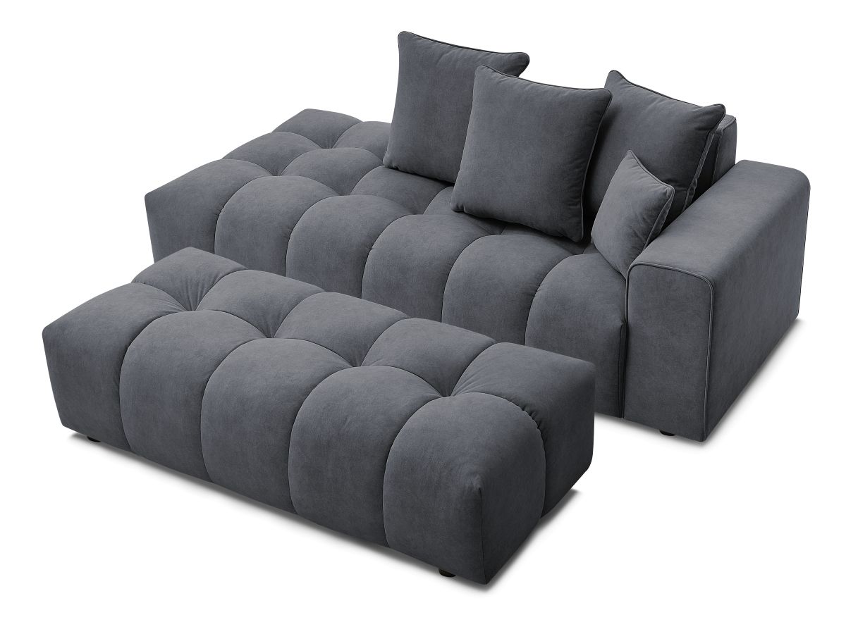 Bobochic Mont-blanc Sofa 5-Sitzer mit Pouf Samt Dunkelgrau Armlehne rechts