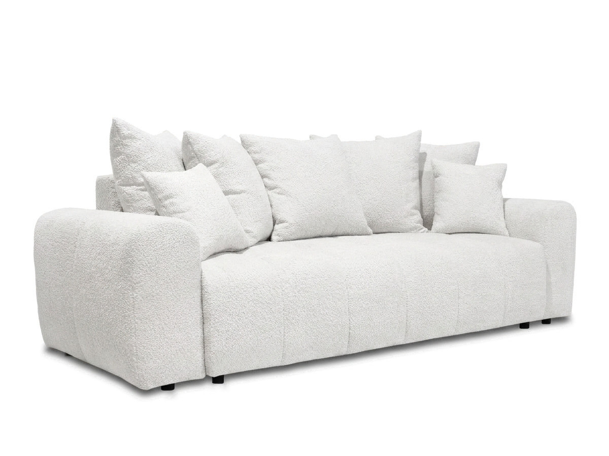 Bobochic Roxelane Schlafsofa 3-Sitzer mit Bettkasten Bouclé-Stoff Weiß