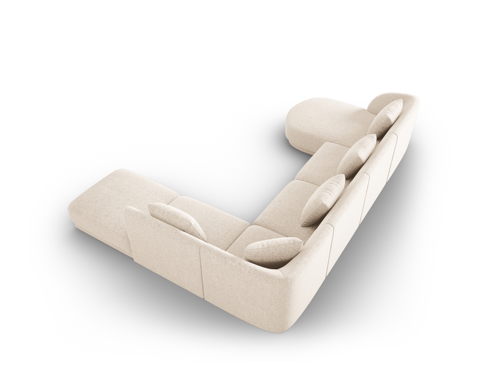 Cosmopolitan Design Panoramasofa Tulum 6-Sitzer Chenille Eden Helles Beige Rechts
