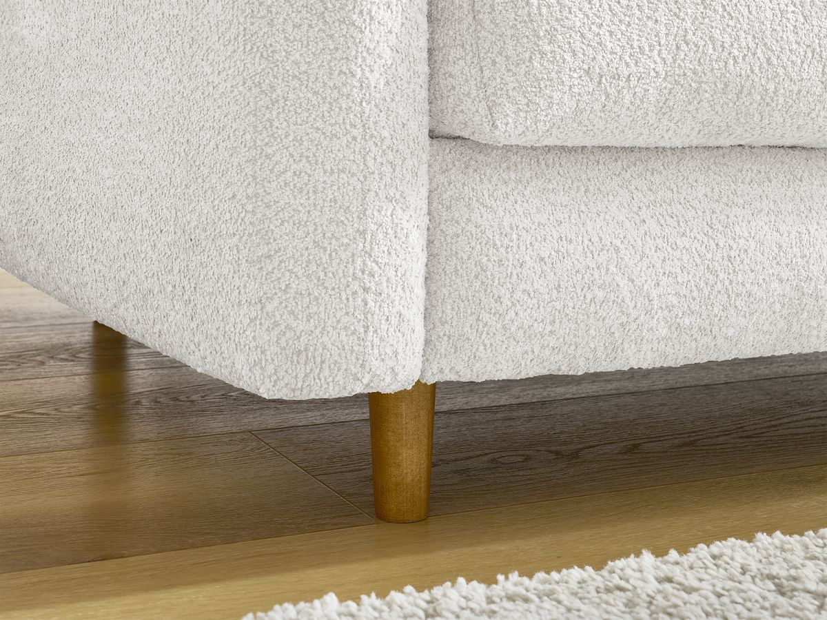 Bobochic Cocoone Schlafsofa 3-Sitzer Bouclé-Stoff Weiß, Liegefläche 140 × 200 cm