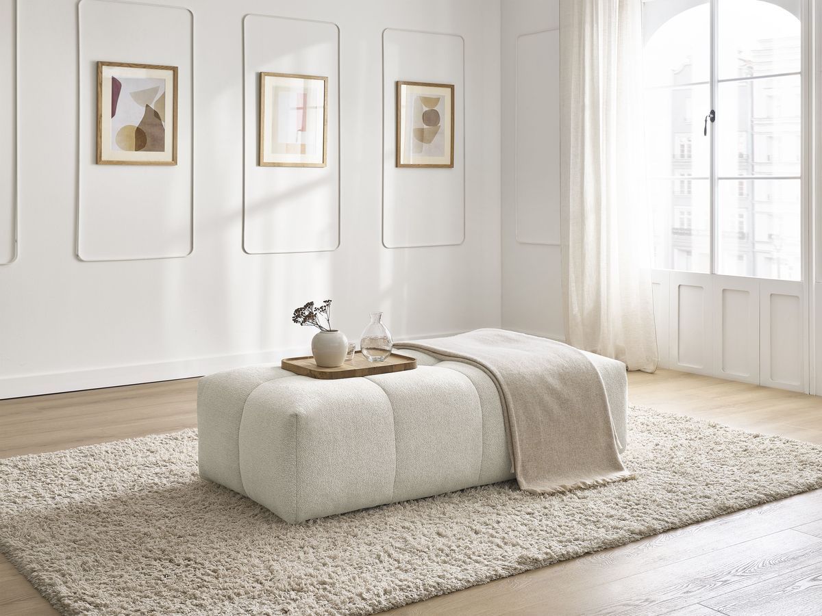 Bobochic Everest Pouf 140 × 70 cm Melange-Stoff Weiß