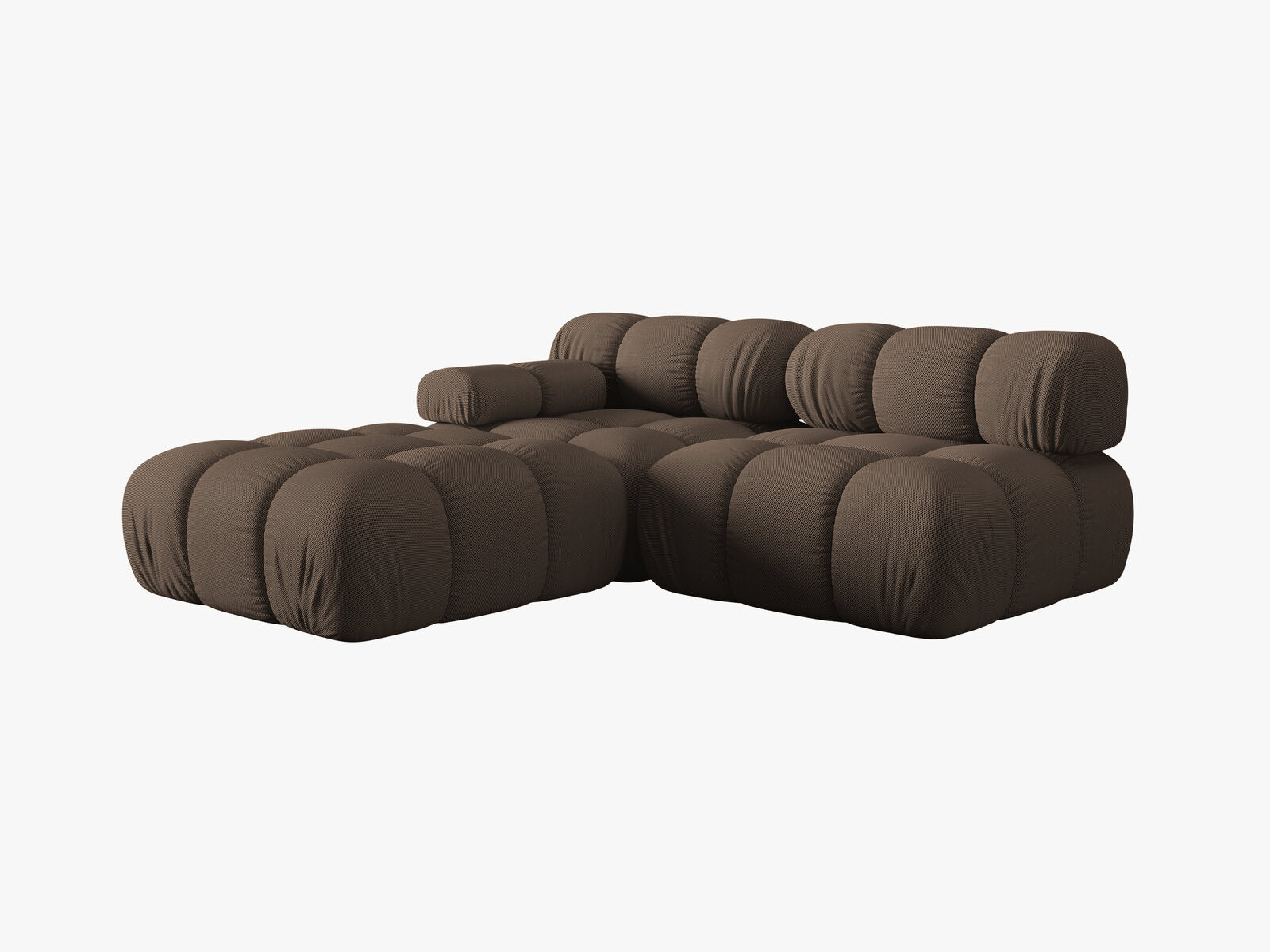 Micadoni Modulares Sofa Bellis 4-Sitzer Links 3D-Stoff Sonic Braun