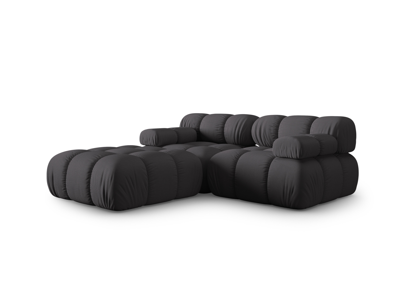 Micadoni Modulares Sofa Bellis 3-Sitzer mit flachem Modul 3D-Stoff Sonic Espresso