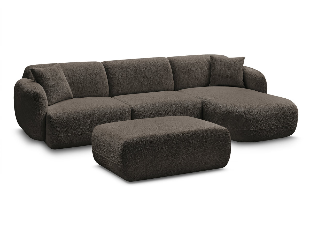 Bobochic Anda Ecksofa mit Pouf 292 × 163 cm Chenille Braun Ecke rechts
