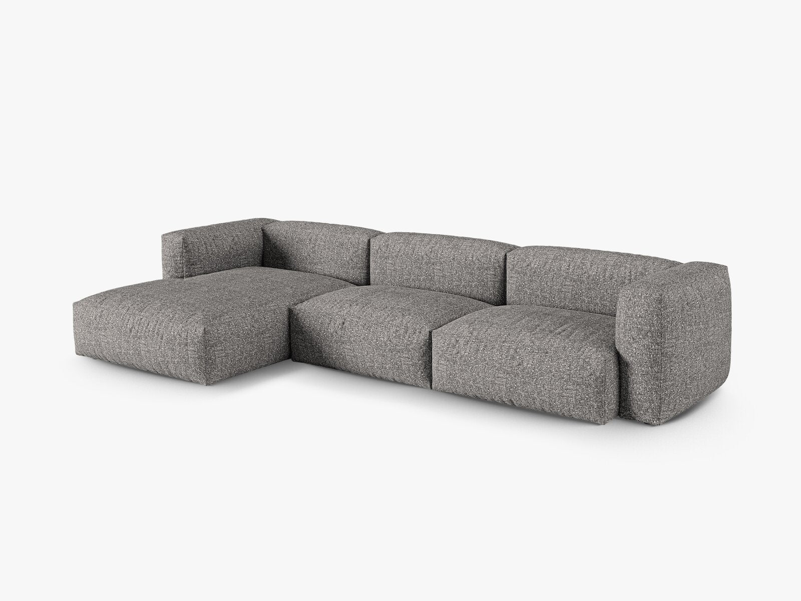 Micadoni Ecksofa Martina 3-Sitzer 90cm Sitztiefe Links Boucle Monet Graphit