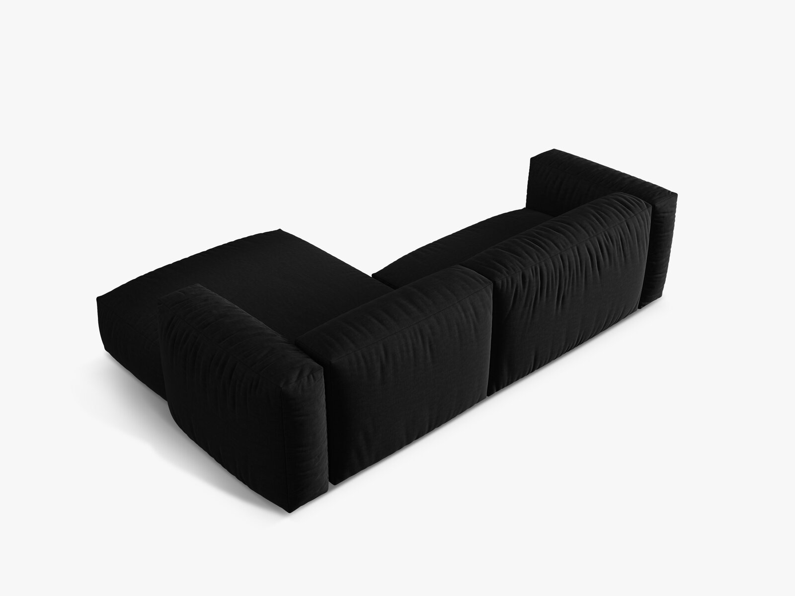 Micadoni Ecksofa Martina 2-Sitzer Rechts Strukturierter Stoff Boston Schwarz