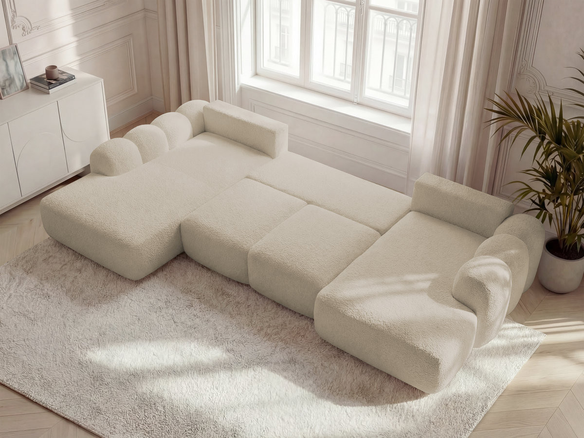 Bobochic Montaigne Wohnlandschaft Bouclé-Stoff Beige Ecke rechts